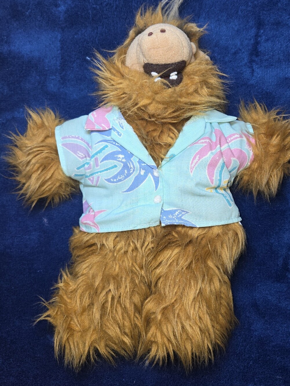 Vintage 1988 ALF Alien Plush Hand Puppet Doll Hawaiian Shirt  1980s TV Toy